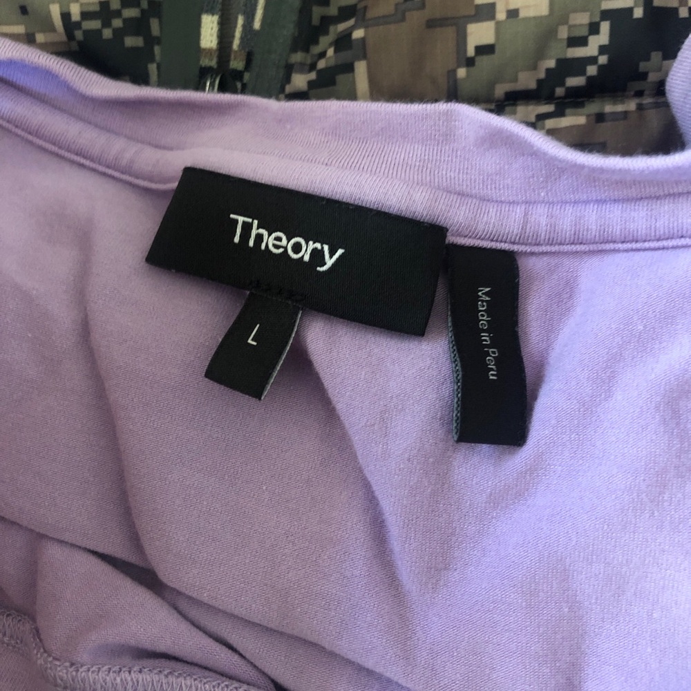 Theory Cherryal Lavender Maxi Dress Short Sleeve Side‎ Slit Jersey Size L - Picture 5 of 5